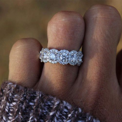 Bague De Fiançailles Incrustée De Strass Brillants Pour Femmes, Bijoux, Breloque De Mariée, Bagues Élégantes Pour Femmes, Couleur Argent