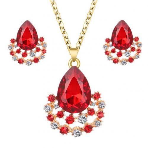 Collier Et Boucles D'oreilles De Luxe En Cristal, Ensemble De Bijoux De Fête