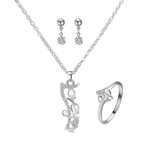 Ensemble De Bijoux Pour Femmes, Boucles D'oreilles Tendance, Collier, Strass, C¿Ur, Flocon De Neige, 3, Pièces/Ensemble