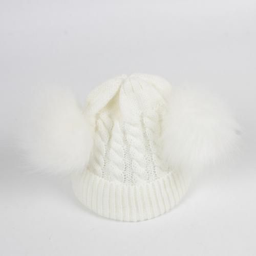 Chapeau Tricoté Avec Double Pompon Pour Enfant, Bonnet, Écharpe, Cou Chaud, Pour Fille Et Garçon