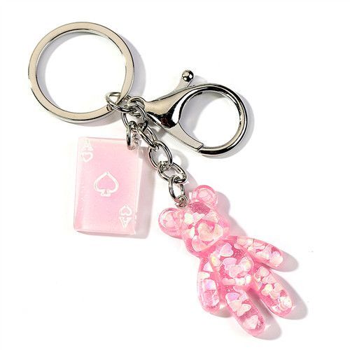 Porte-Clés À Dos Plat Pour Femme, Breloques En Résine, Pendentif Ours, Cadeau D'anniversaire, 1 Pièce