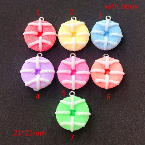 Résine Époxy Multicolore À Dos Plat, 10 Pièces/Lot, Simulation De Bonbons Donuts Pour Collier Porte-Clés Pendentif, Accessoires De Fabrication De Bricolage