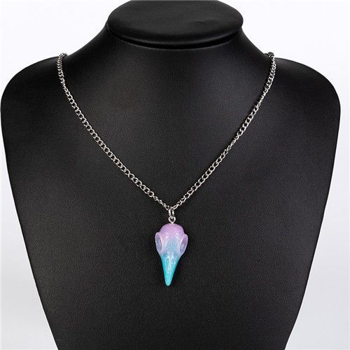 Collier En Résine Multicolore Pour Femmes, 1 Pièce, Tête De Crâne D'oiseau, Pour Enfants, Cadeau D'anniversaire, Bijoux De Discothèque, Punk, Vacances