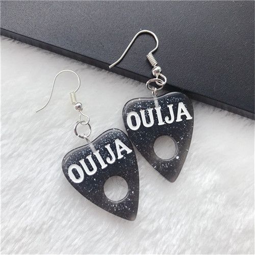 Boucles D'oreilles Colorées En Résine Pour Femmes, 1 Paire, Petit Pendentif En Forme De Plaque Ouija, Goutte D'eau, Cadeaux Pour Enfants, Bijoux