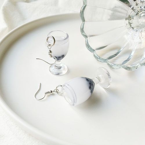 Boucles D'oreilles En Plastique, Goutte D'eau, Vin Rouge, Verre, Perle, Thé Au Lait, Pendant, Simulation, Bijoux Alimentaires, Pour Enfants Et Femmes, 1 Paire