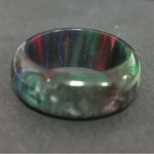 Bague Arc-En-Ciel En Opale De Feu Blanche, Anneau En Fiber De Carbone, Doublure Irisée, Couleur Changeante, Anneau En Résine Opale De Galaxie