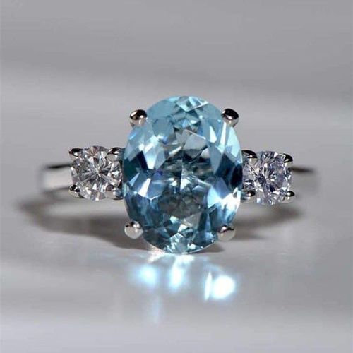 Bague Ovale En Argent 925 Avec Aigue-Marine Naturelle Pour Femme, Bijoux Fins De Mariage, Fiançailles, Princesse, Taille 6 À 10