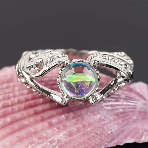 Bagues De Mariage En Pierre De Lune Pour Femmes, Motif Exquis, Ajouré, Couleur Argent, Bijoux Élégants, O3m425