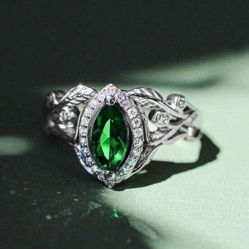 Grande Bague En Pierre Verte Pour Femmes, Bijoux De Luxe, Zircone Cubique, Cadeau De Mariage, Z5x873