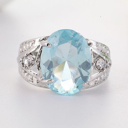 Bague Ovale De Luxe En Zircone Cubique Bleu Ciel Pour Femmes Et Hommes, Grands Anneaux Creux À La Mode Pour Femmes Et Hommes, Bijoux De Fête, Cadeaux Z3k027