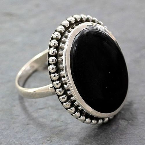 Bague De Noël En Argent Plaqué Antique Pour Femmes, Bijoux Fins Ronds Noirs, Onyx S, Livraison Directe, Haute Qualité