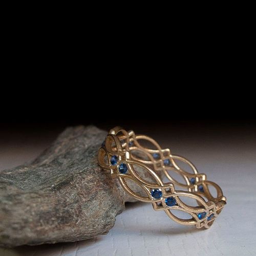 Bague Double Rangée En Forme De Vague Creuse Pour Femmes, Bijou De Couleur Or, Cadeau Pour Filles, Strass Bleu, Corde Torsadée, Z3x781