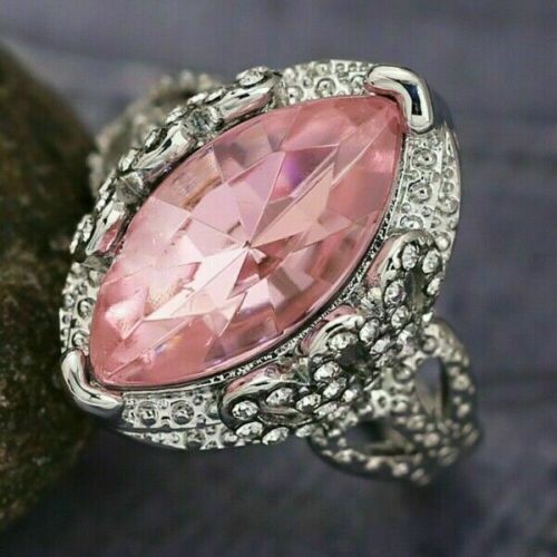 Bague De Fiançailles En Pierre Cz Rose Clair, Couleur Argent Or, Bague De Demande En Mariage Pour Femmes Avec Joli C¿Ur, Bijoux À La Mode, Nouvelle Collection