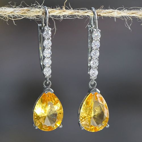 Boucles D'oreilles En Citrine, Pendentif En Forme De Goutte D'eau, Argent 925, Pierres Précieuses, Bijoux Pour Dames, Livraison Directe, Nouvelle Collection