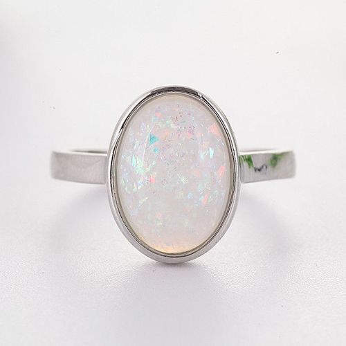 Bague Ovale En Pierre De Lune Pour Femmes, Grande Taille, Élégante, Bijoux De Mode, Couleur Simple, Z5j397
