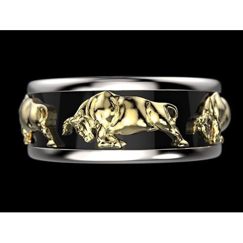 Bague Gothique Punk En Forme De Tête De Taureau Pour Hommes, Bijoux Vintage, En Métal Doré, Deux Tons, Animaux De Chasse, Z3t545
