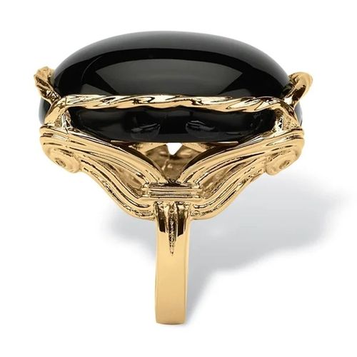 Bague Bohème En Onyx Noir Naturel Plaqué Or Pour Femmes Et Hommes, Grand Joint Fait À La Main, Accessoires Bijoux Gothiques