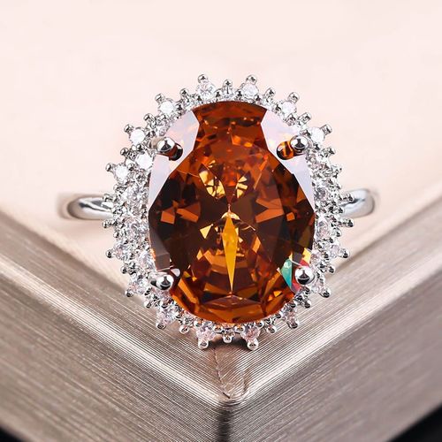 Bagues De Fête En Cristal Orange Pour Femmes, Bijoux De Luxe En Zircone, Cadeau De Fiançailles