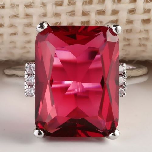 Bague De Fiançailles En Zircone Cubique Pour Femmes, Grande Bague Carrée En Pierre Rouge Bleue, Charmante, Bijoux De Mariage, Z3k024