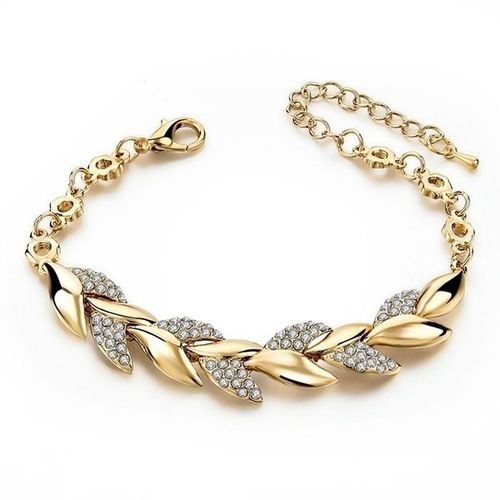 Bracelet En Or Style Bohémien Pour Femmes, Bijoux De Luxe Avec Strass Et Feuilles, Chaîne Tressée En Or 18k, Pour Mariage, Cadeau De Noël