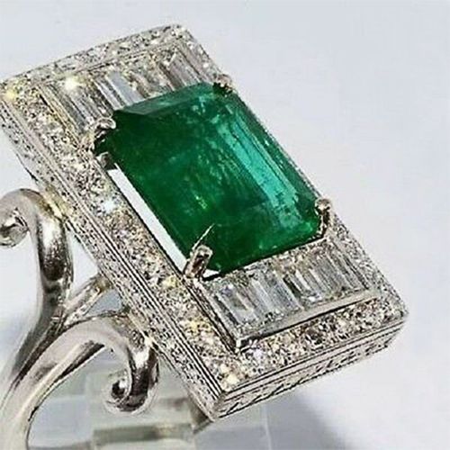 Bijoux De Luxe Hyperbole Rectangulaires Pour Femmes, Bagues De Fête, Zircone Cubique Verte Aaa, Accessoires Pour Femmes, Cadeau D'anniversaire Pour Maman
