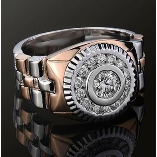 Bague De Style Montre En Or Rose Pour Femmes, Bijoux À La Mode, Deux Tons, Amour De Couple, Vente En Gros, Nouvelle Collection