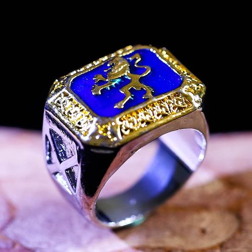 Bague Punk Lion Vintage Pour Hommes, Grand Anneau Bleu Géométrique, Design Animal Cool, Bijoux Hip Hop Z5m501