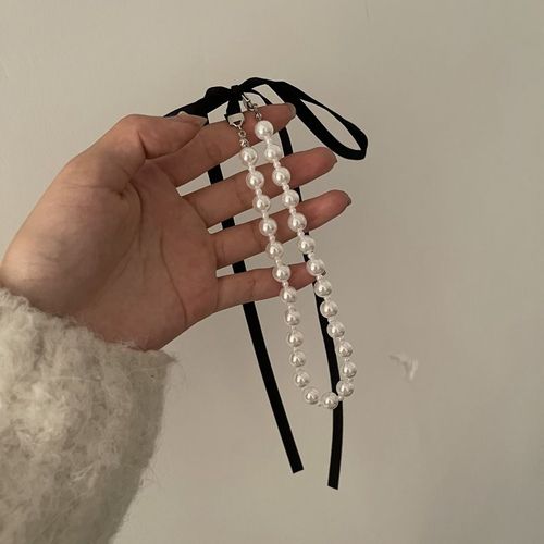 Collier En Perles Simulées De Style Coréen Pour Femme Et Fille, Ras Du Cou Noir Réglable, N¿Ud Papillon, Nouvelle Collection