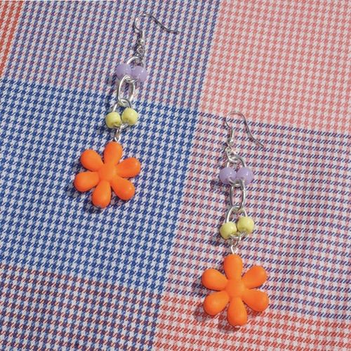 Boucles D'oreilles Pendantes En Métal, Fleur Orange, Pour Femmes, Fille, Géométrique, Plante, Cadeaux De Fête, Harajuku, Goutte, À La Mode, Nouveau