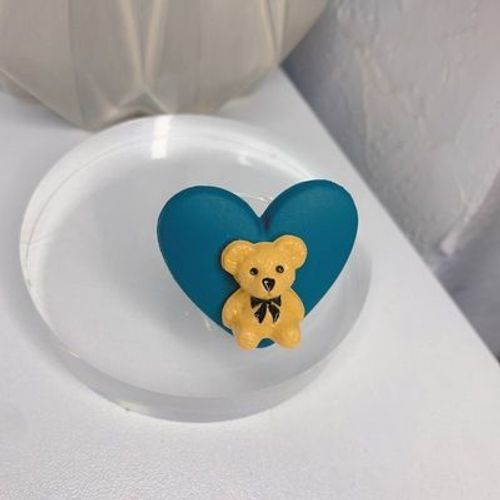 Bague En Résine Multicolore En Forme De C¿Ur, Pêche, Mignon, Ours Animal De Dessin Animé Pour Femmes, Unisexe, Accessoires De Mode Harajuku