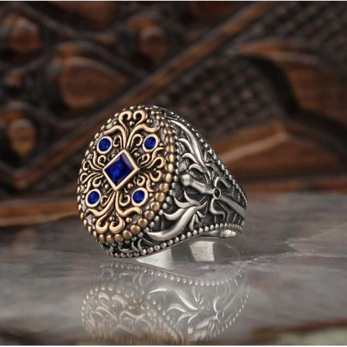 Bagues De Mariage Vintage Pour Hommes Et Femmes, Bijoux De Fiançailles, Style Bohème, Géométrique, En Saphir, Bicolore, Offre Spéciale