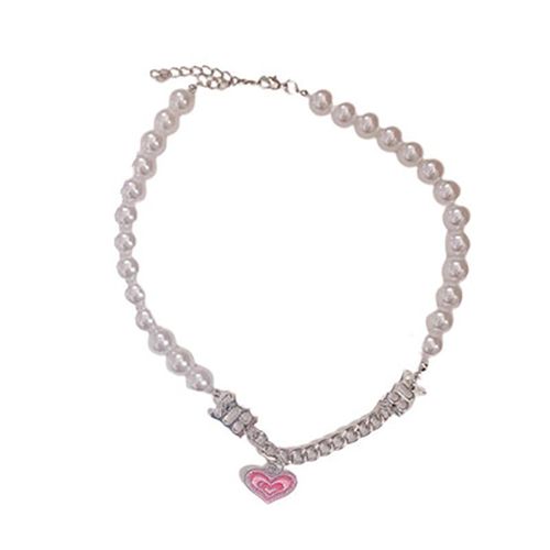 Colliers En Métal Rose Avec Pendentif En Forme De C¿Ur Pour Femmes, Chaînes De Perles, Bijoux Élégants, Vintage, Lettres, Ras Du Cou, Nouvelle Collection