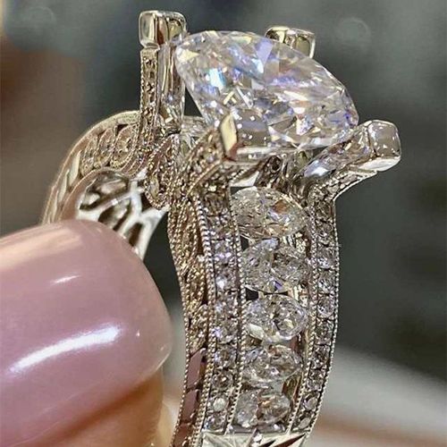 Bague En Argent Et Saphir Blanc Pour Femmes, Anneau De Fiançailles, De Mariage, En Diamant, Design Classique, À La Mode, Cadeau D'anniversaire, Bijoux