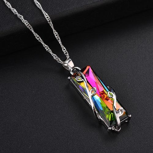 Ensemble De Bagues Et Colliers Rectangulaires Multicolores Pour Femmes, Bijoux De Fête D'anniversaire, Design Original, Vente Directe D'usine