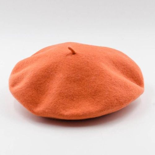Béret Orange Avec De Jolies Feuilles Vertes, Chapeau De Fruit Lolita Fille, Casquette En Laine Faite À La Main Pour Femmes, Printemps Automne Hiver