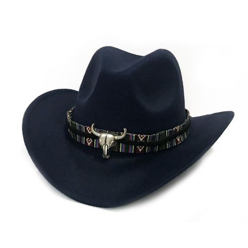 Chapeau De Cowboy Occidental En Laine Pour Hommes Et Femmes, Chapeau À Grand Bord, Jazz, Vent National, Automne Et Hiver