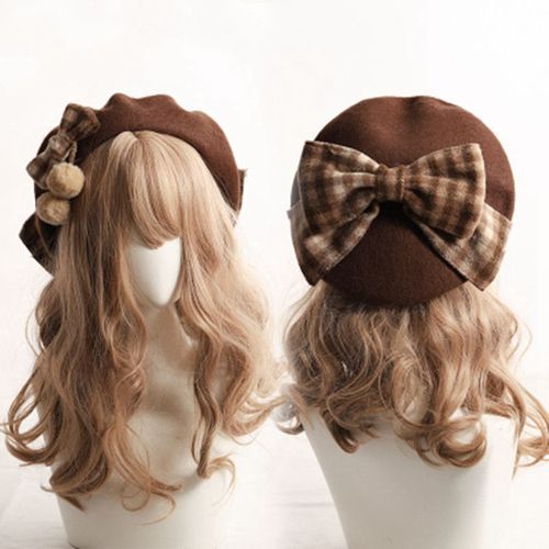 Béret D'hiver Mignon Pour Femmes, Nouvelle Mode Britannique Rétro Grand N¿Ud, Peintre Chapeau Fille, Bonnets Féminins, Vente En Gros, 2020
