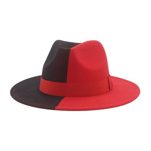 Chapeau Fedora À Large Bord En Laine Pour Hommes Et Femmes, En Patchwork, Jazz, Avec Boucle De Ceinture Fine, Casquette Trilby Panama