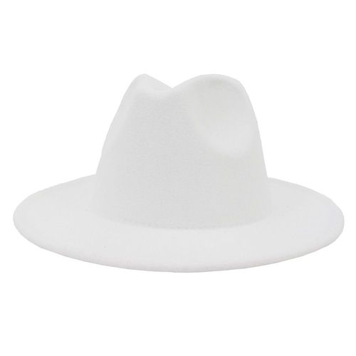 Chapeau En Feutre De Laine Unisexe, Couleur Unie, Simple Face, Jazz, Fedora, Élégant, Pour Hommes Et Femmes, À Large Bord, Panama, Trilby, Vente En Gros