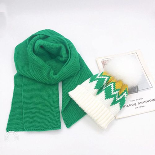Bonnet Unisexe Chaud Pour Femme, Bonnet Avec Écharpe, Tricot, Double Manchette, Ski, Hiver