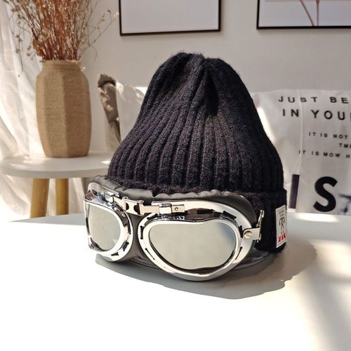 Bonnet Tricoté Avec Lunettes, Chapeau Rétro En Laine Pour Homme Et Femme, Chapeau Chaud De Ski En Plein Air, Tendance Hiver