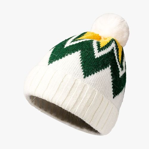 Chapeau Tricoté En Laine Pour Femme, Chaud, Épais, Fourrure De Lapin, Avant-Toit, Froid, Rayé, Jacquard, Pour L'extérieur, Ski