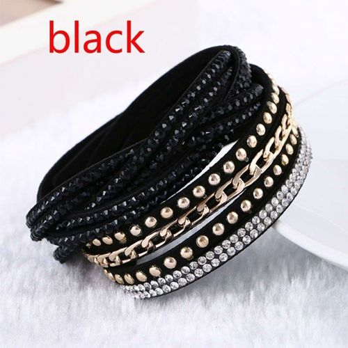 Bracelet En Cuir Avec Strass Pour Femmes, Chaîne En Cristal, Multicouches, Bijoux, Nouvelle Collection