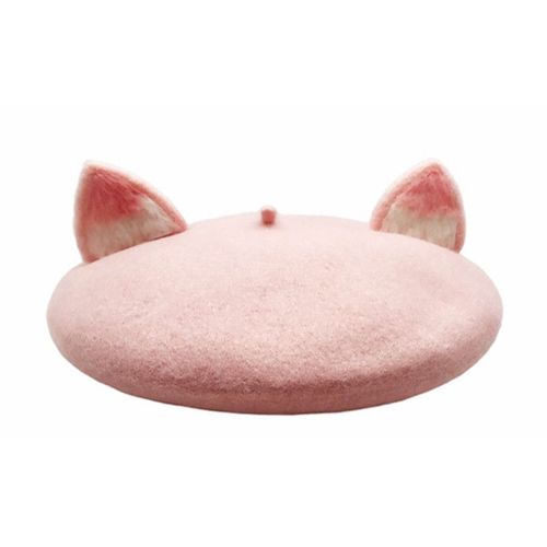 Béret D'oreille Rose Pour Femmes, Fait À La Main, Taille Adulte, Chapeau Vintage, Casquette En Laine De Peintre, Cadeau De Haute Qualité, Vente En Gros