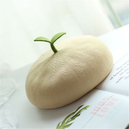 Chapeau Béret Respirant Fait À La Main Pour Femmes, Chapeau D'été Fin De Peintre De Feuilles Vertes, Petite Fille Douce, Bonnet Germé Mignon, 2021