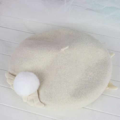Chapeau De Peintre En Laine Lolita Furball Wings, Chapeau Plat De Style Japonais, Mignon Et Frais