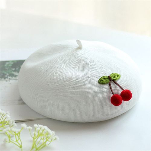 Chapeau Béret D'été Pour Femmes, Fait À La Main, Cerise, Chapeau De Peintre, Léger, Respirant, Fille, Fruits Frais Et Doux, Bonnet Français