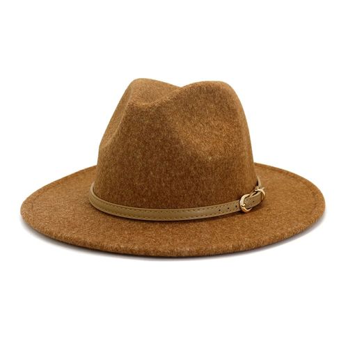 Casquette De Cowboy En Feutre De Laine Marron Clair Pour Homme Et Femme, Chapeau De Jazz Fedora À Large Bord