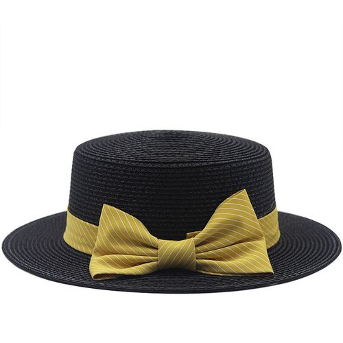 Chapeau De Paille À N¿Ud Papillon Pour L'été, Chapeau De Soleil, Parent-Enfant, À Treillis Simple, De Plage, Panama