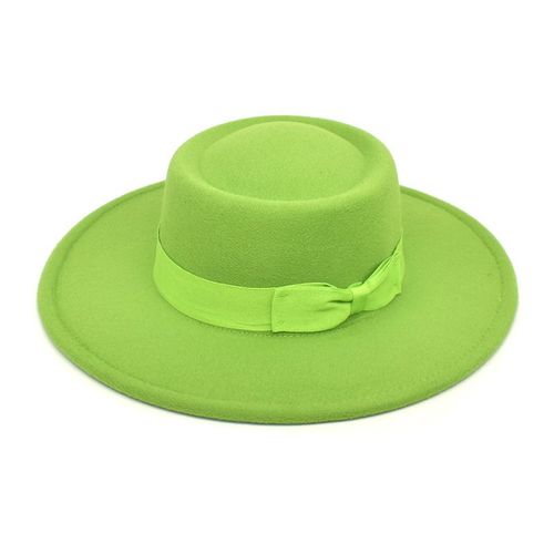 Chapeau En Feutre Pour Hommes Et Femmes, Couleur Unie, À Grand Bord, Jazz, Noir Concave, Panama, Automne Et Hiver, 9cm
